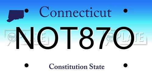 NOT87O Connecticut License Plate