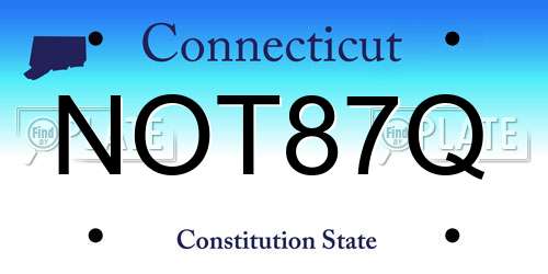 NOT87Q Connecticut License Plate
