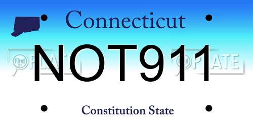 NOT911 Connecticut License Plate