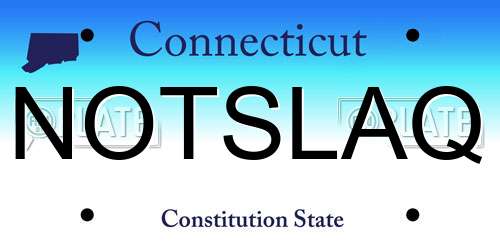 NOTSLAQ Connecticut License Plate