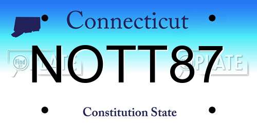 NOTT87 Connecticut License Plate