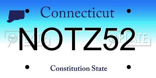 NOTZ52 Connecticut License Plate