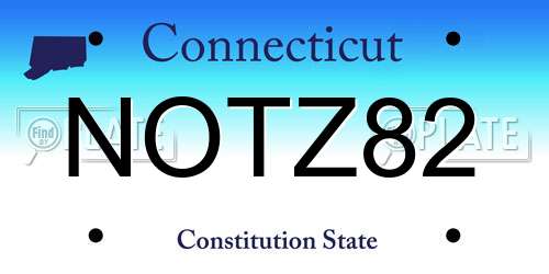 NOTZ82 Connecticut License Plate