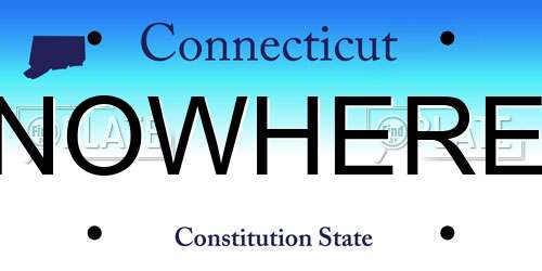NOWHERE Connecticut License Plate
