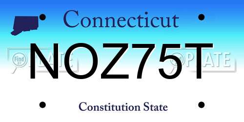 NOZ75T Connecticut License Plate