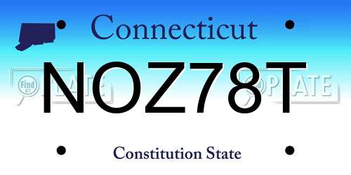 NOZ78T Connecticut License Plate