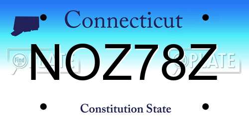 NOZ78Z Connecticut License Plate