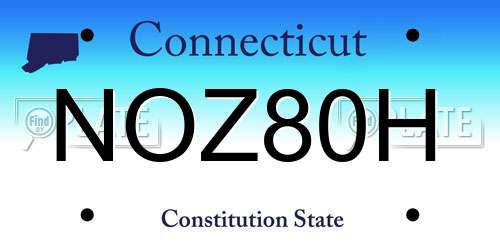 NOZ80H Connecticut License Plate