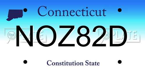 NOZ82D Connecticut License Plate