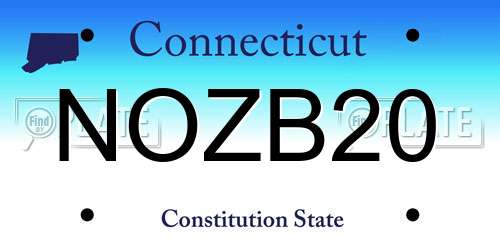 NOZB20 Connecticut License Plate