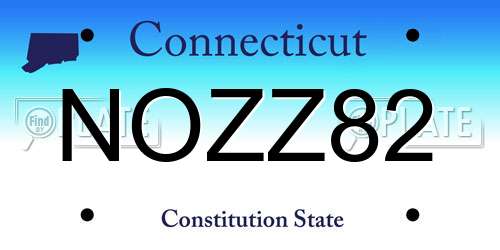NOZZ82 Connecticut License Plate