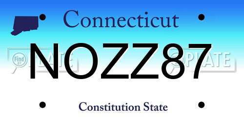 NOZZ87 Connecticut License Plate