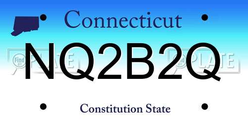 NQ2B2Q Connecticut License Plate