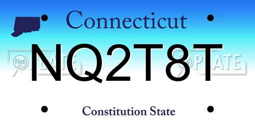 NQ2T8T Connecticut License Plate