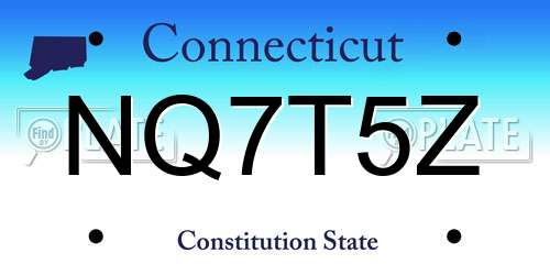 NQ7T5Z Connecticut License Plate