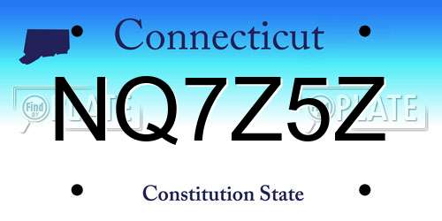 NQ7Z5Z Connecticut License Plate
