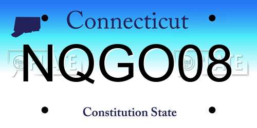 NQGO08 Connecticut License Plate