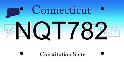 NQT782 Connecticut License Plate