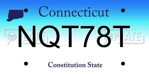 NQT78T Connecticut License Plate