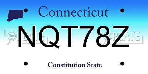 NQT78Z Connecticut License Plate
