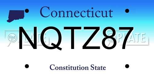 NQTZ87 Connecticut License Plate