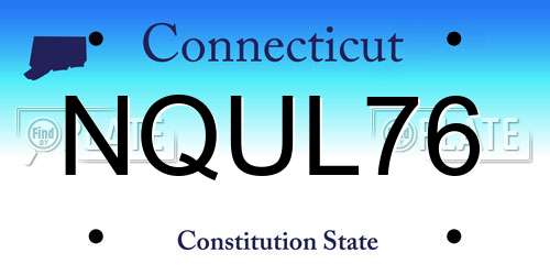 NQUL76 Connecticut License Plate