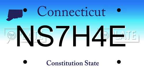 NS7H4E Connecticut License Plate