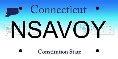 NSAVOY Connecticut License Plate