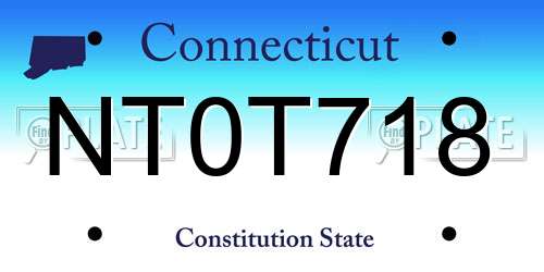 NT0T718 Connecticut License Plate
