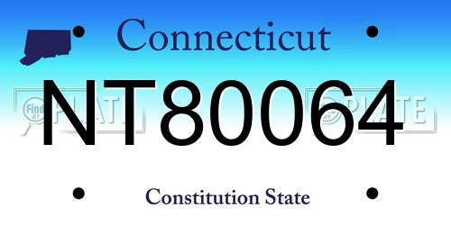 NT80064 Connecticut License Plate