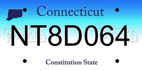 NT8D064 Connecticut License Plate