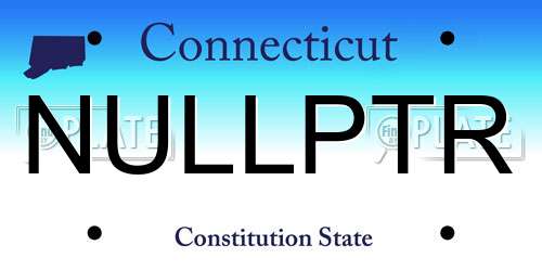 NULLPTR Connecticut License Plate