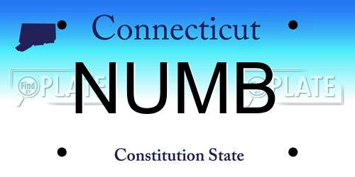 NUMB Connecticut License Plate