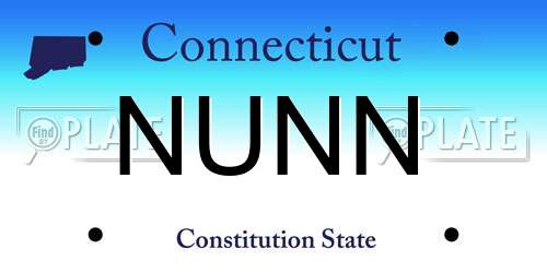 NUNN Connecticut License Plate