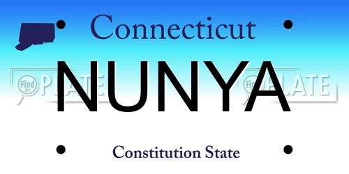 NUNYA Connecticut License Plate