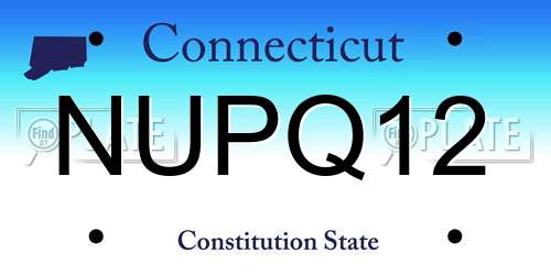 NUPQ12 Connecticut License Plate
