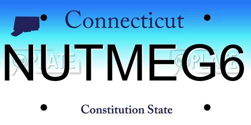 NUTMEG6 Connecticut License Plate