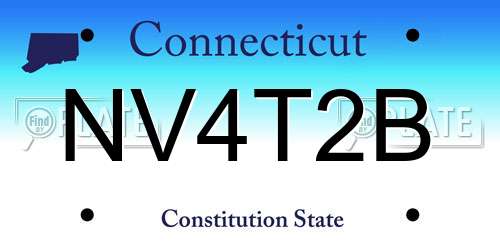 NV4T2B Connecticut License Plate