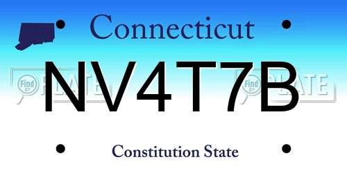NV4T7B Connecticut License Plate