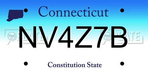 NV4Z7B Connecticut License Plate