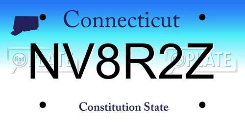 NV8R2Z Connecticut License Plate