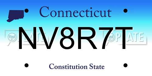 NV8R7T Connecticut License Plate