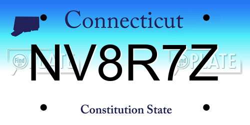 NV8R7Z Connecticut License Plate