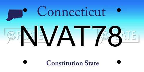 NVAT78 Connecticut License Plate