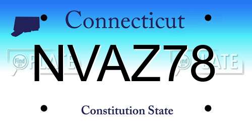 NVAZ78 Connecticut License Plate