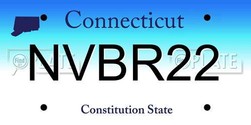 NVBR22 Connecticut License Plate