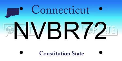 NVBR72 Connecticut License Plate
