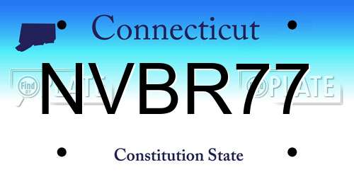 NVBR77 Connecticut License Plate