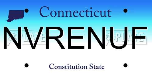 NVRENUF Connecticut License Plate