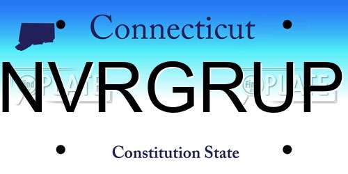 NVRGRUP Connecticut License Plate